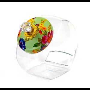 Mackenzie Childs Green Floral Garden storage or cookie jar